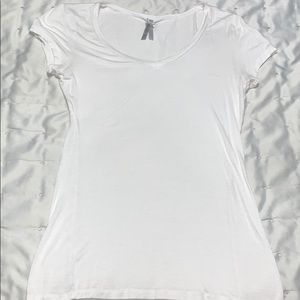 Plain white long v-neck